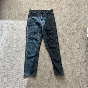 American Eagle Black Ripped Mom Jeans